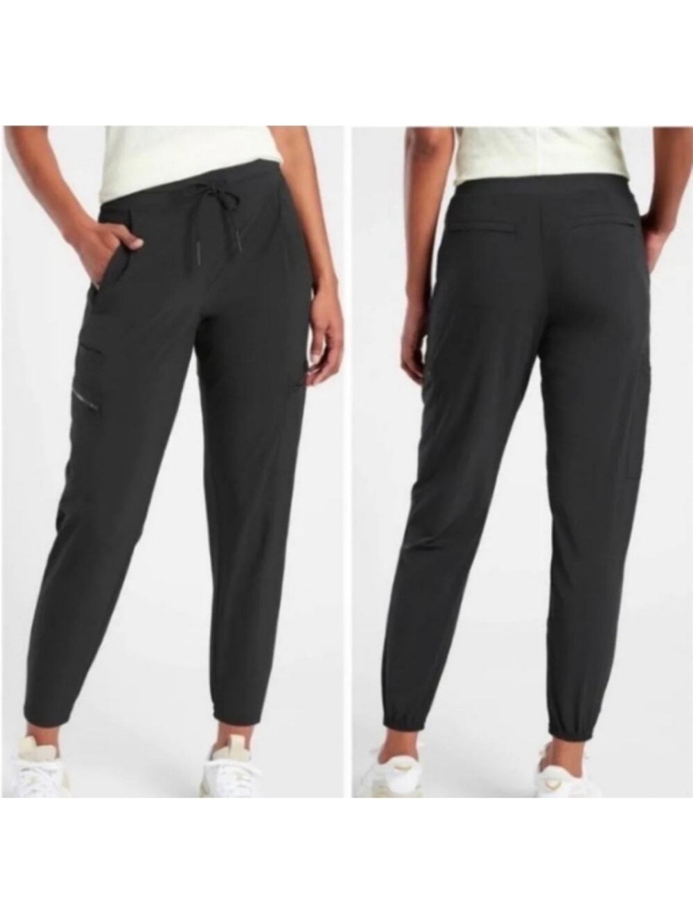 NWT! Athleta Go Far Travel Pant Jogger Size 16 Tall Black Cargo Breathable UPF